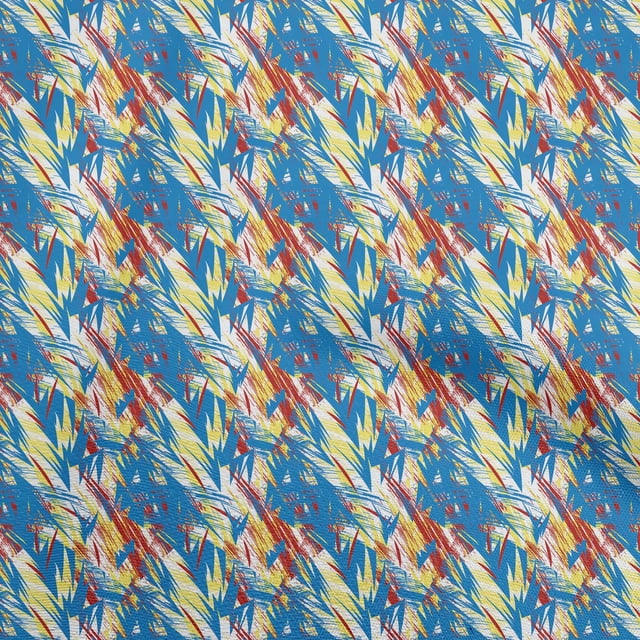 oneOone Cotton Poplin Medium Blue Fabric Abstracts Craft Projects Decor Fabric Printed By The Yard 42 Inch Wide