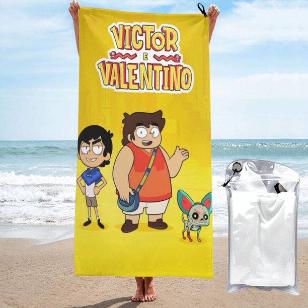 Toalla de playa Victor And Valentino, suave, de secado rápido, resistente a la arena, para piscina, yoga, gimnasio, camping, toallas de baño ligeras, regalo para niños, niñas, niños y adultos, 31,5 x