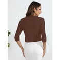 thumbnail image 7 of Chiclily Women's 3/4 Sleeve Cropped Cardigans Sweaters Coffee XL Lightweight Open Front Shrugs for Women, 7 of 7