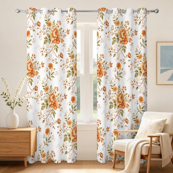 Vintage Rose Vine Blackout Curtains For Bedroom Living Room,2 Panels,42x63 Inch,Thermal Insulated Grommet Top Window Drapes