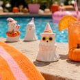 thumbnail image 3 of Summerween Whimsical Ghost Ornament, With Striped Party Hat And Sunglasses, Lighthearted Decor for Tiered Trays, Shelves and Patio Spaces, 3 of 5