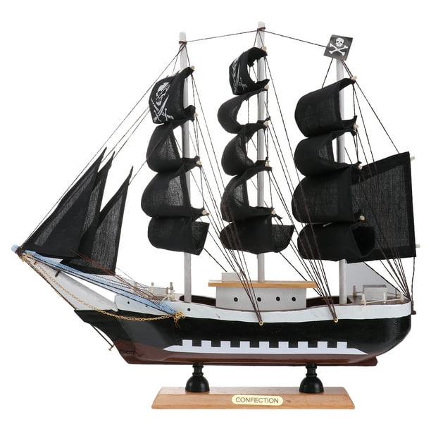 1Pc Wooden Pirate Ship Model Sailboat Vessel Model Sailing Ship Boat Home  Decor 