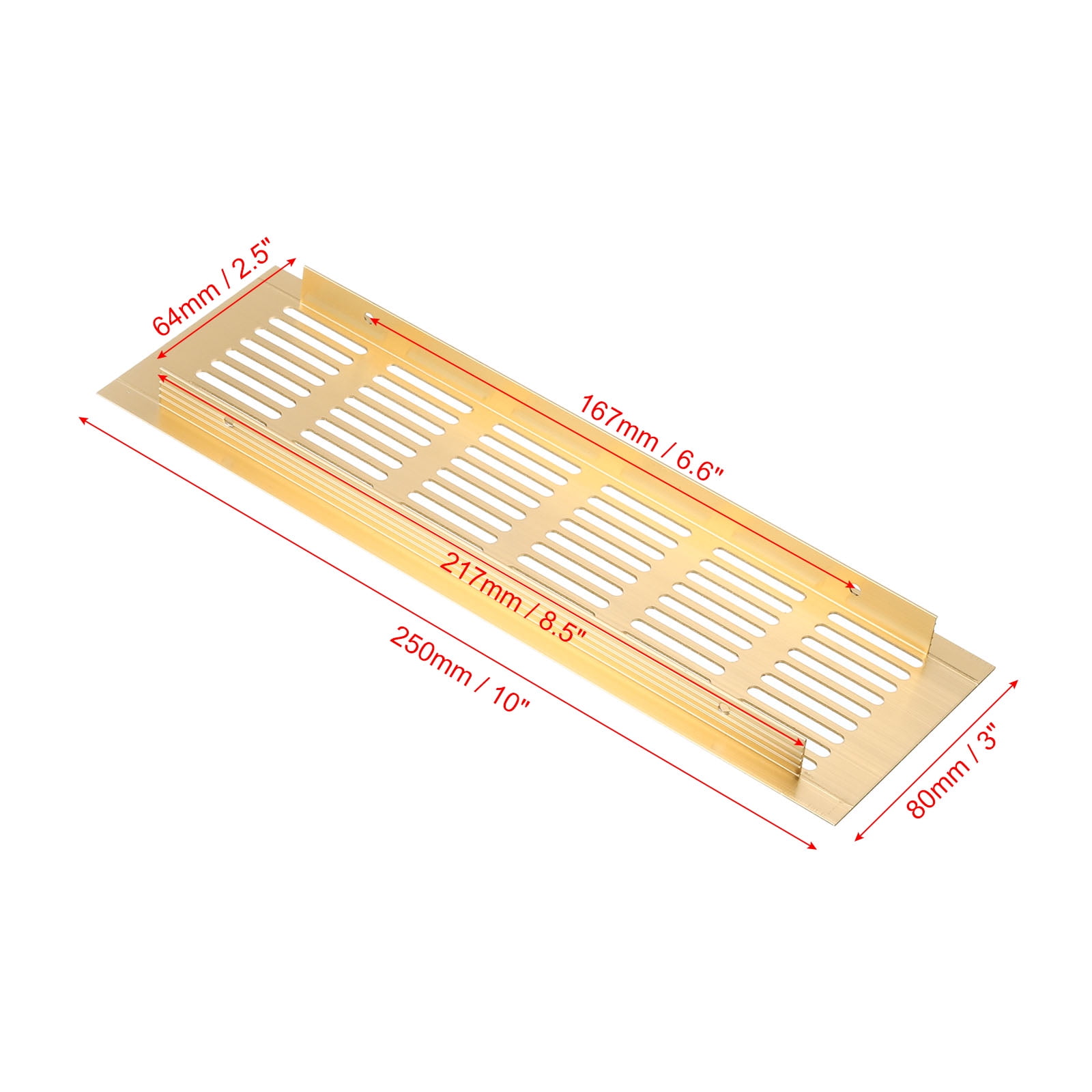Uxcell 10"x3" Rectangle Air Vent Cover 2pcs Door Grille Ventilation Cover Louvered with Screws for Cabinet Gold Tone