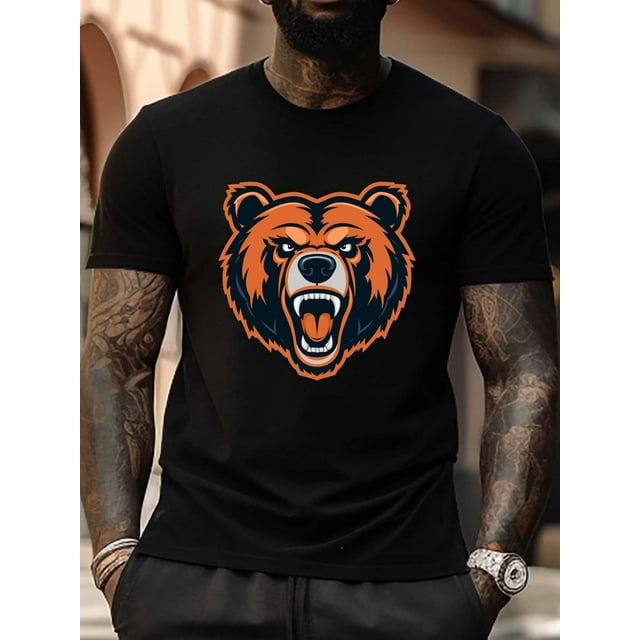 Camisetas de verano de manga corta para hombre, con estampado gráfico de oso enojado, modernas y ligeramente elásticas, de cuello redondo, cómodas para actividades informales al aire libre. Para adult