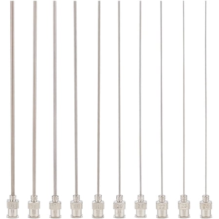 10PCS 4 Inch Iron Dispensing Needle Tip 10 Mixed Size Blunt Needle with Brass Joint for Refilling Glue 15G/16G/17G/18G/19G/20G/21G/22G/23G/24G