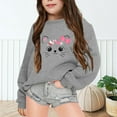thumbnail image 2 of Byoo Cat Print Big Girls Sweatshirt Cute Round Neck Long Sleeved Pullover Top Daily Active Children Cloth, 2 of 6