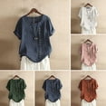 thumbnail image 7 of Biekopu Female Tops, Solid Color Round Collar Short Sleeve T-Shirt Pullover for Summer Autumn, Green/Pink/White/Navy/Coffee, 7 of 7