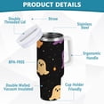 thumbnail image 2 of Yayeee 30oz Stainless Steel Tumbler with Straw and Handle Double-Wall Insulated Travel Water Bottle, Black Halloween Ghosts, 2 of 8