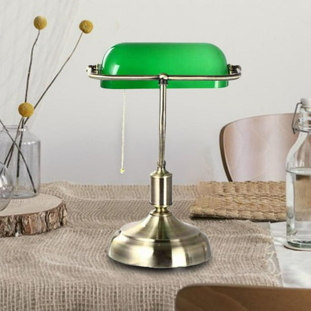 Yinanstore Vintage Banker Desk Lamp, Artistic Lampshade, Stand E27