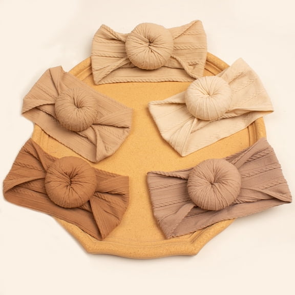 Yoyauz 5PCS Elastic, Super Soft Donut Top Knot, Ni Faucet, Headband, Headband, Bow Hair Ornament, Suitable For Children Toddlers Babies Newborns