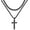 Black, variant on Cross Necklace Chain for Men and Women, Layered Mens Cross Necklaces Stainless Steel Pendant Cuban Link Rope Chain 16-26 Inch
