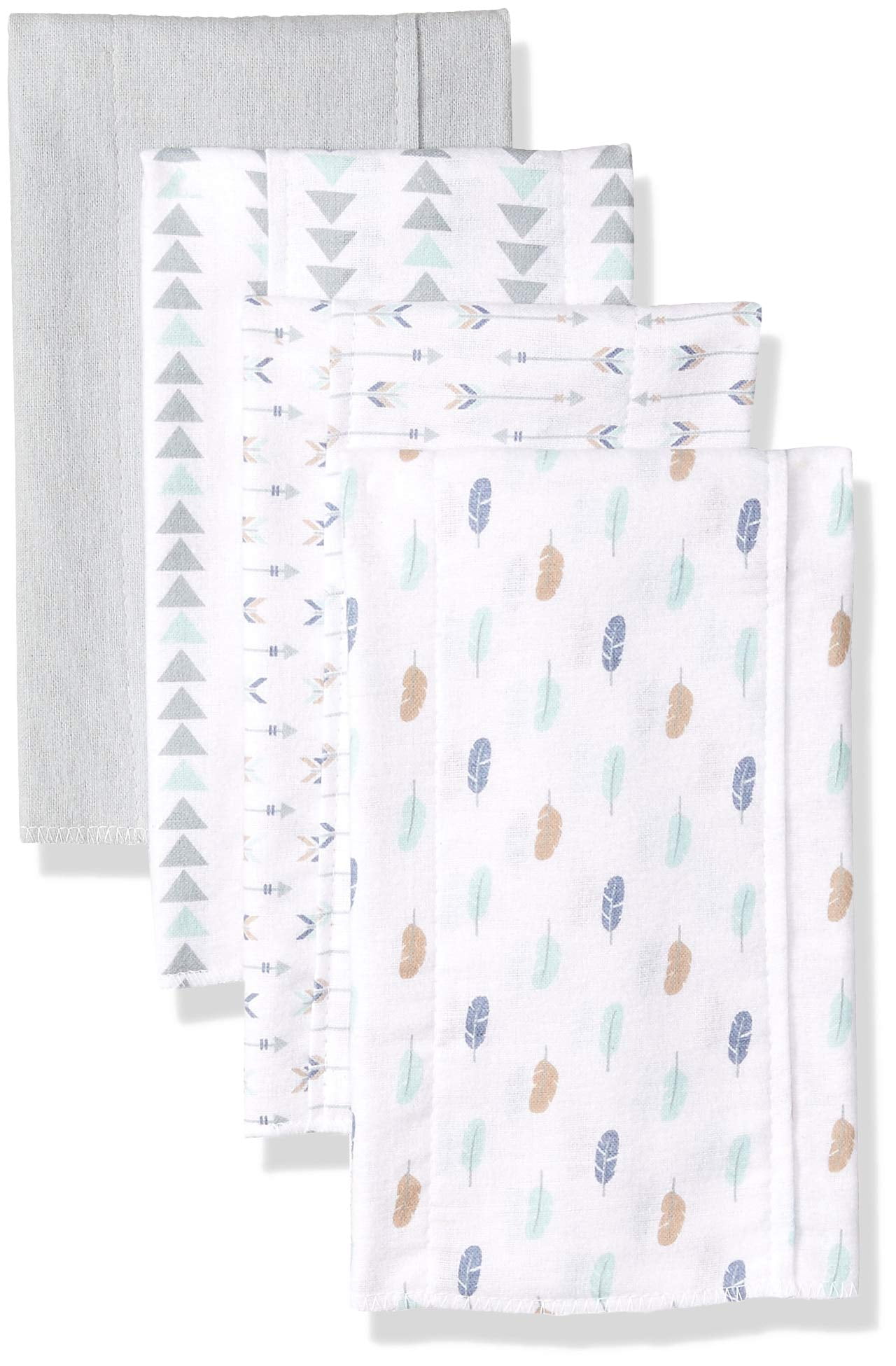 Luvable Friends Baby Girl Cotton Flannel Burp Cloths 4pk, Rainbow, One Size