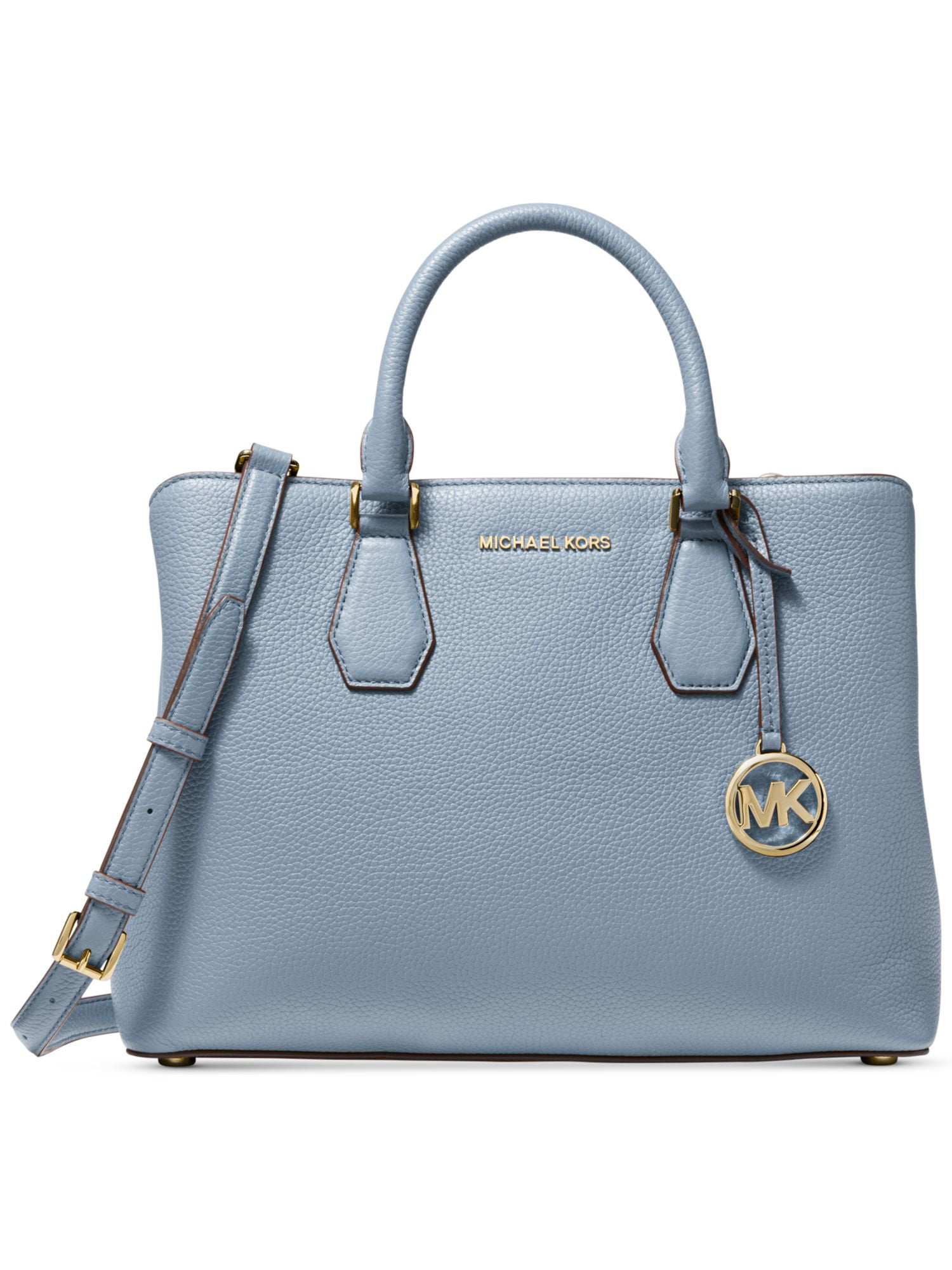 MICHAEL KORS Women's Light Blue Leather Double Flat Strap Satchel Handbag -  