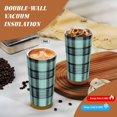 thumbnail image 4 of Stainless Steel Coffee Cup 7.7×2.6×3.5in Tapered Design Nylon Woven Wrist Strap Portable Durable Cup Bottom With Non-Slip Sticker Paleturquoise Buffalo Plaid Check Tartan Scotland_3, 4 of 8