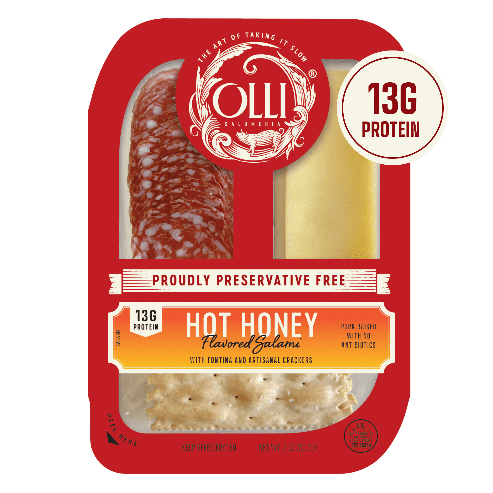 Olli Salumeria Hot Honey Salami and Fontina Charcuterie Snack Pack, 2 oz