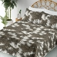 thumbnail image 3 of Ambesonne Tropical Fitted & Flat Sheet with Shams 4 Pcs Set, Earthy Exotic Pattern Leaf, King, Dark Taupe White, 3 of 5