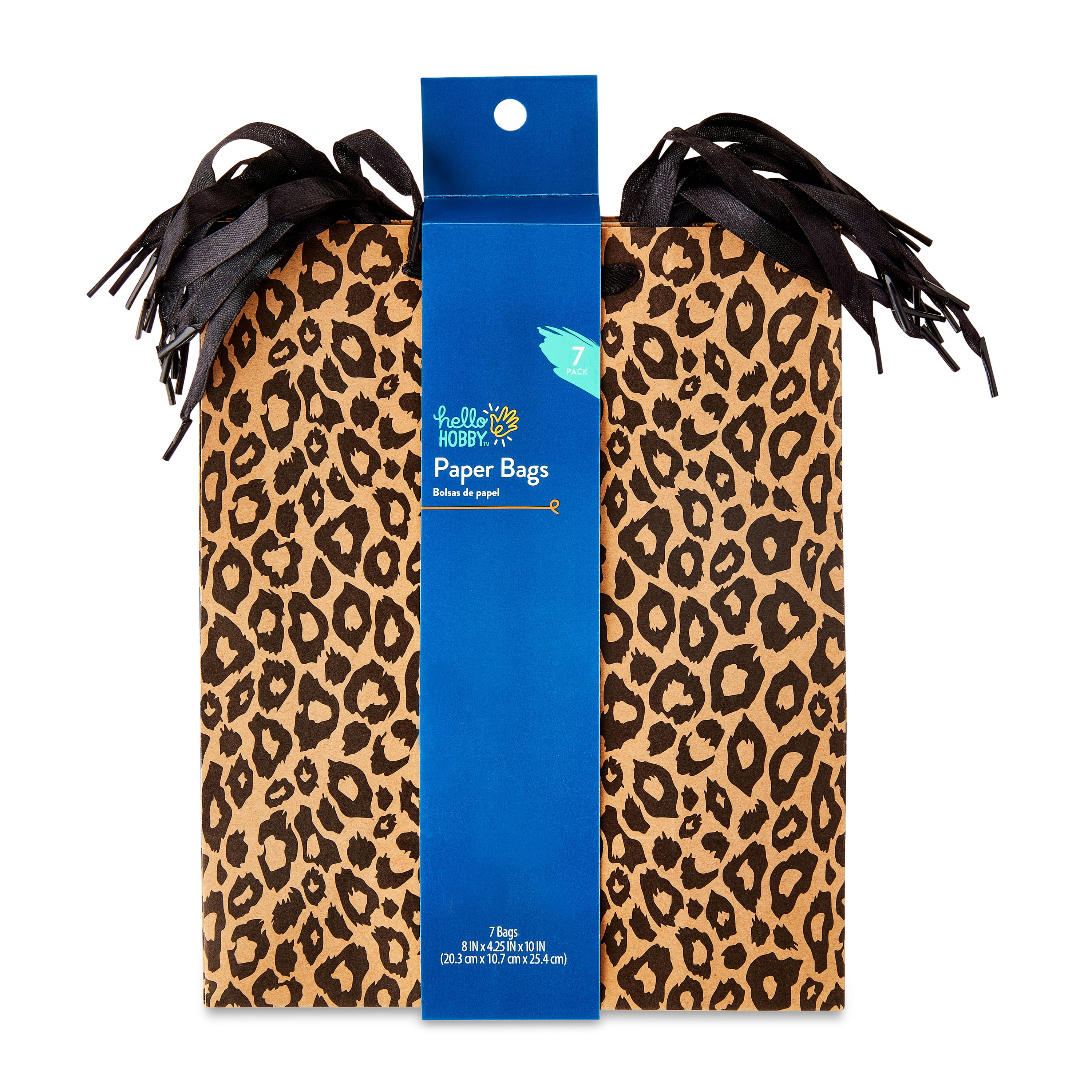 Hello Hobby Large Brown Leopard Paper Bags, 8" x 10", 7 Count