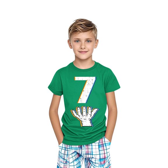SGFCWSX Girls Boys Short Sleeve T Shirts, Kids Daily Tees Relaxed Fit Summer Casual Tops Green Size 5-6 Years