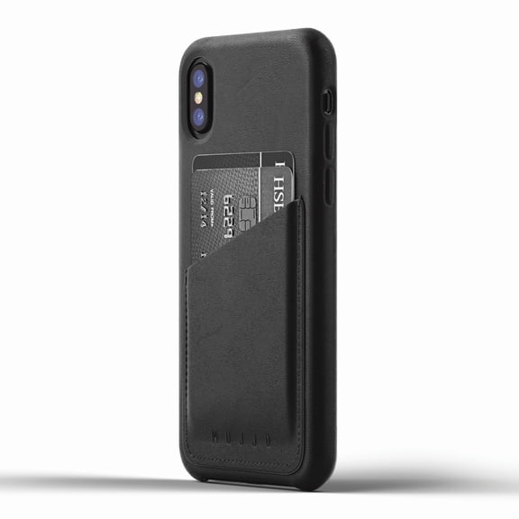 Mujjo Full Leather Wallet Case for Apple iPhone X - Black