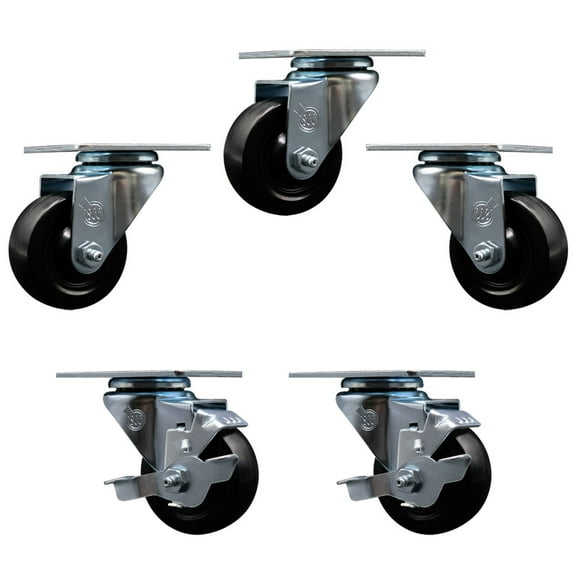 Avantco 178A3PCKIT5 3 Inch Replacement Caster Set with Brakes – Service Caster