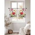 thumbnail image 4 of Spring Floral Semi Sheer Curtains 45 Inch Length 2 Panels Set, Colorful Tulip Butterfly Botanical Elegant Sheer Kitchen Curtain Privacy Voile Window Curtain for Living Room Bedroom Rod Pocket Drapes, 4 of 7