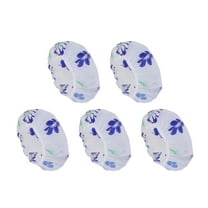 Unique Bargains 5 Pcs Floral Single Layer Shower Cap for Bathroom Blue PEVA