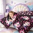thumbnail image 3 of Manfei Ocean-Themed Axolotl Full Size Comforter Sets,Watercolor Salamander Print Bedding Comforter Set,Black Reversible,3 Pieces,1 Comforter and 2 Pillowcases, 3 of 7