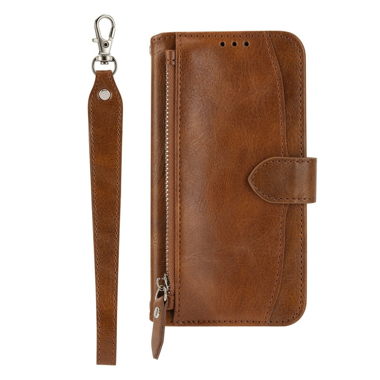 WALLET bag＋POCKET shoulder／brown Nalacover Zipper Wallet Case for Samsung Galaxy S23, Detachable