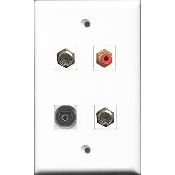 RiteAV 1 Port RCA Red 2 Port Coax Cable TV- F-Type and 1 Port Toslink Wall Plate