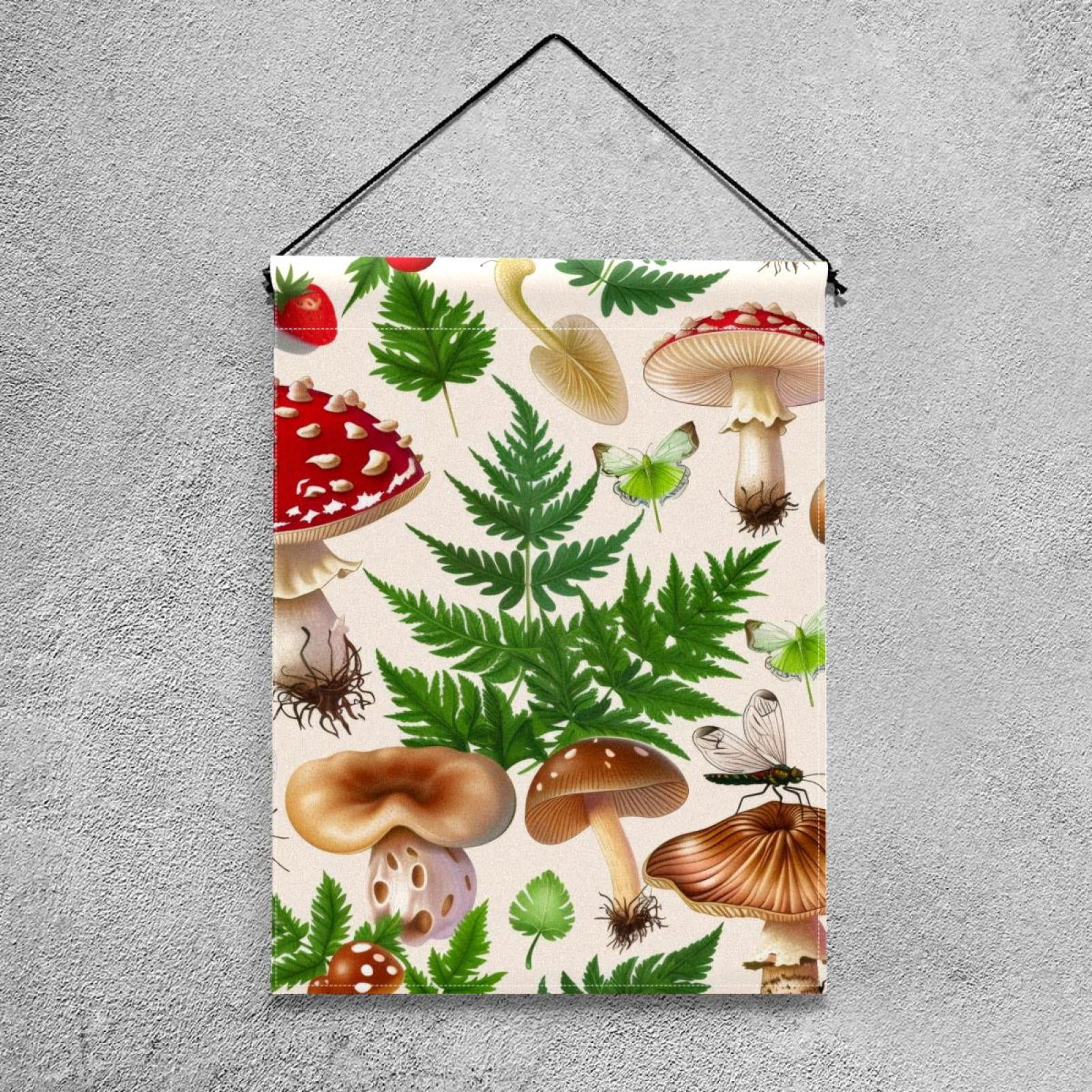 Mushrooms Plants Strawberry Butterflies Double Sided Garden Flag Decorative Weather Resistant Yard Flag, Large DIY Vertical Flag for Farmhouse Patio Lawn, 28x40 Inch
