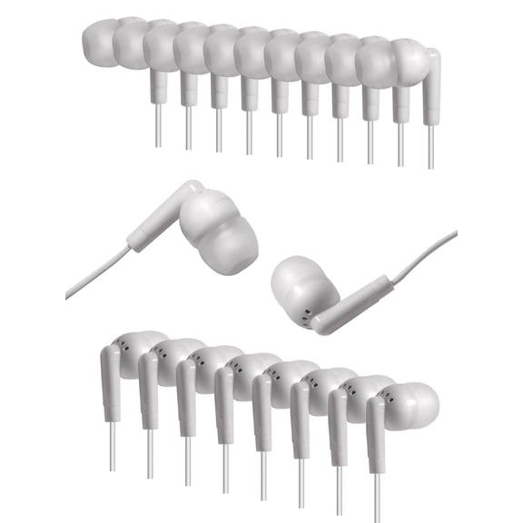 100 Pack Earbuds Bulk for School, Wired in-Ear Class Set, 3.5mm White Earphones Bulk for Classroom Office Travel Individually Bagged