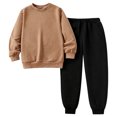 thumbnail image 4 of XAOFW Toddler Girl Outfits Long Sleeve Solid Color Sweatshirt Jogger Pants Little Girls Fall Winter Cozy Clothes Sets 2-3 Years, 4 of 4