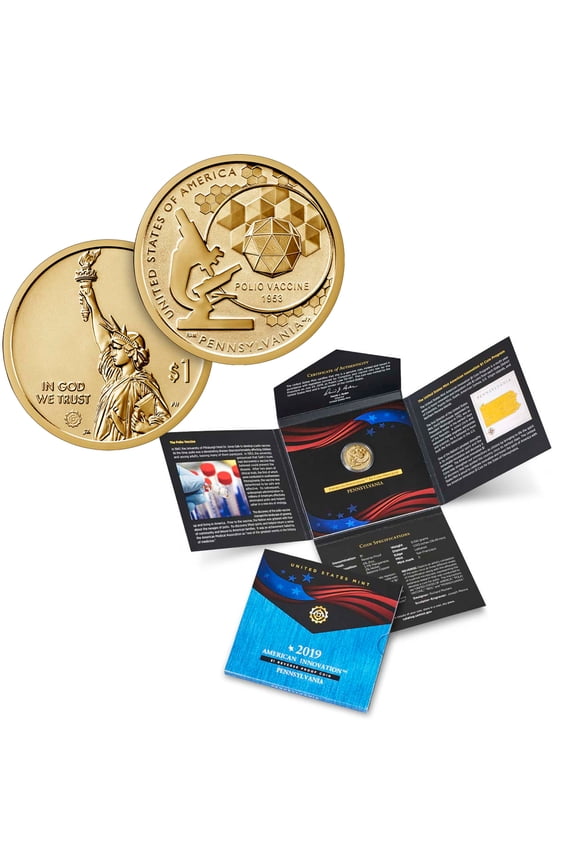 2019-S American Innovation $1 Reverse Proof Coin - Pennsylvania