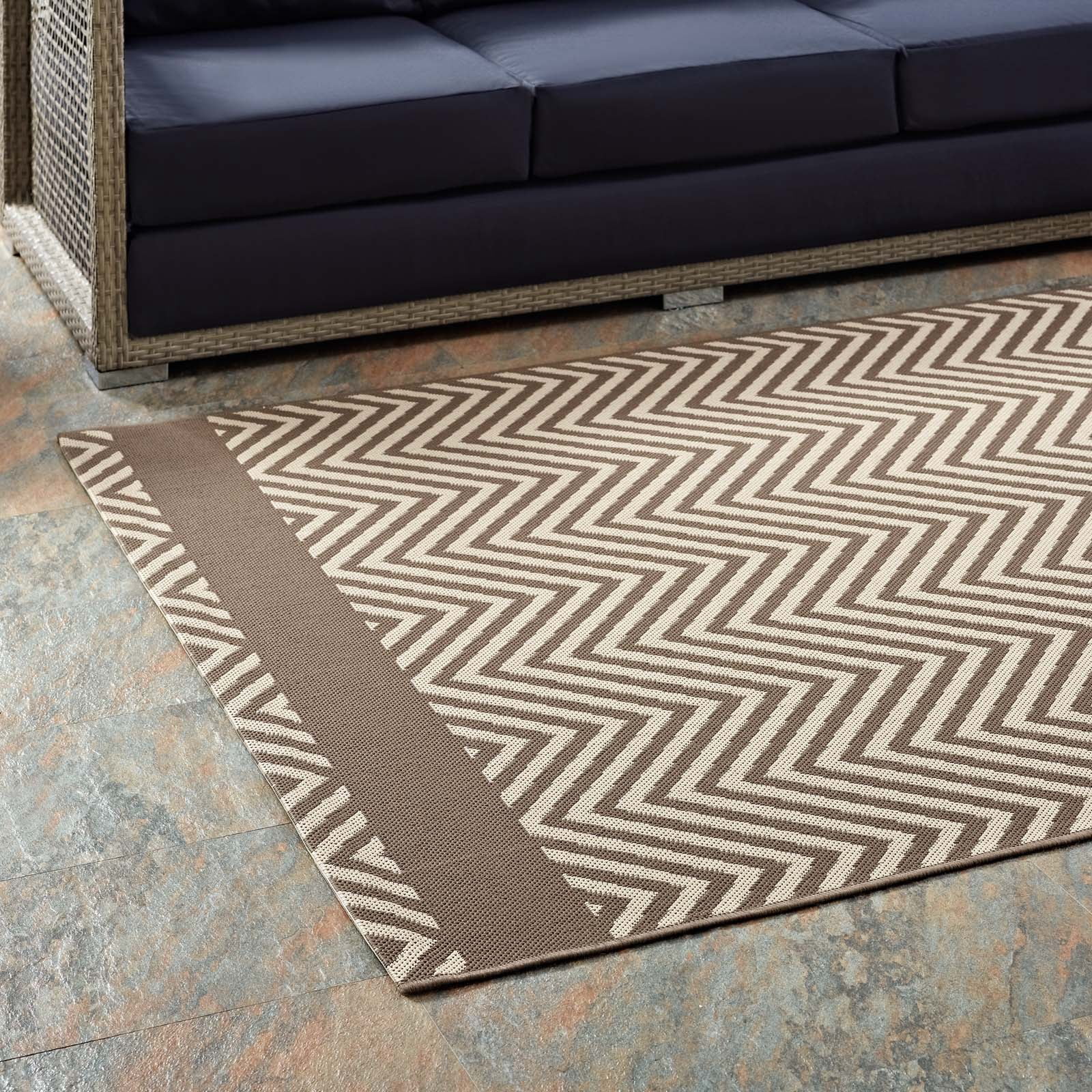 Optica Chevron With End Borders 8x10 Indoor and Outdoor Area Rug-R-1141-810