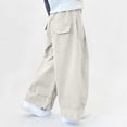 thumbnail image 4 of WPPGONE Little Girls Wide Leg Trousers Lightweight Cotton Loose Fit Baggy Cargo Pants with Pockets Toddler Casual School Fashion Everyday Long Pants, 4 of 6