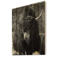 thumbnail image 2 of Designart 'Portrait Of Monochrome Wild Bull In Winter Forest II' Farmhouse Print on Natural Pine Wood, 2 of 5