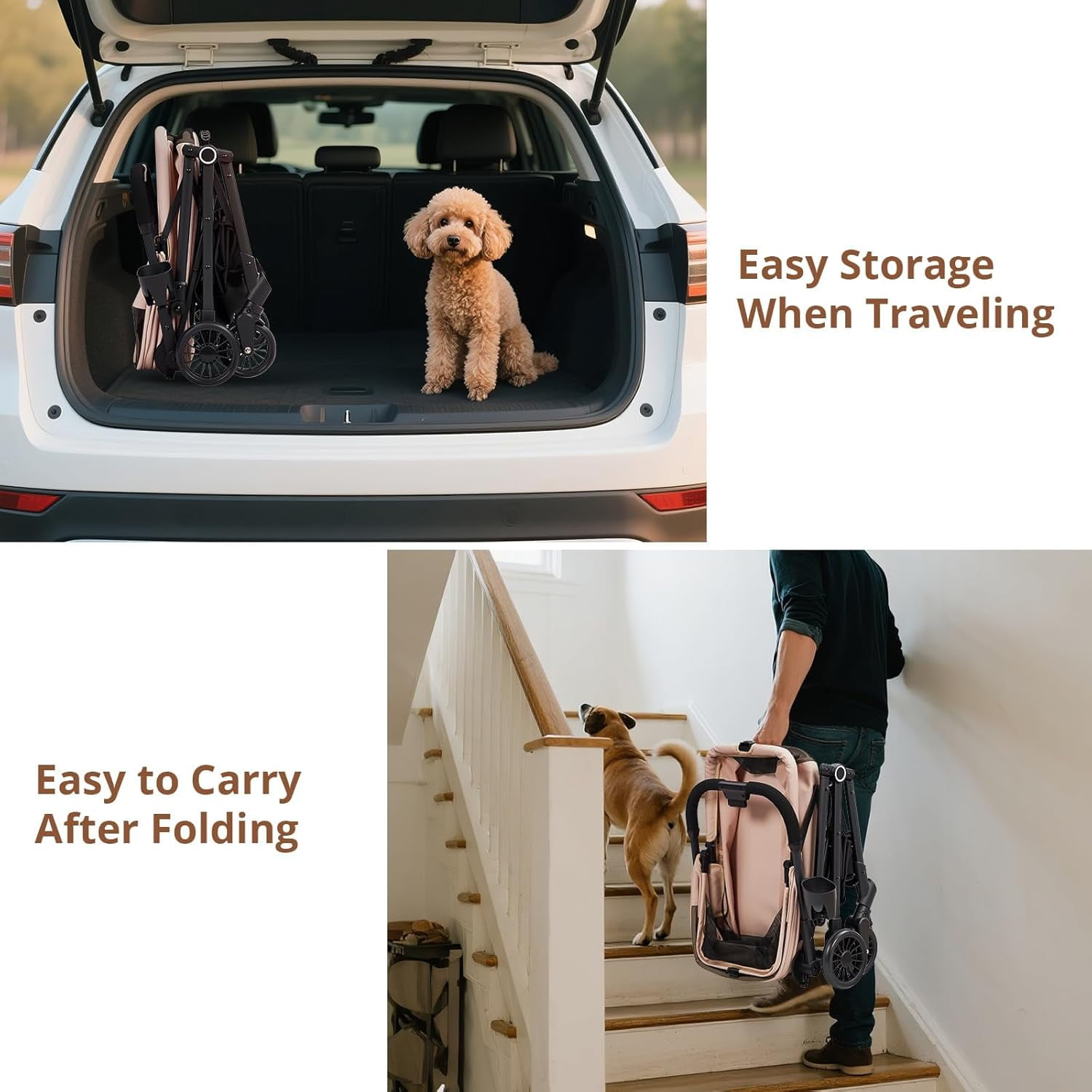 Historyli Dog Stroller-4-Wheel Lightweight Foldable Pet Stroller-50 LBS Capacity,360-Degree Swivel Front Wheels & Foot Brake,Portable Pet Carrier for Small Medium Dogs Cats Puppy