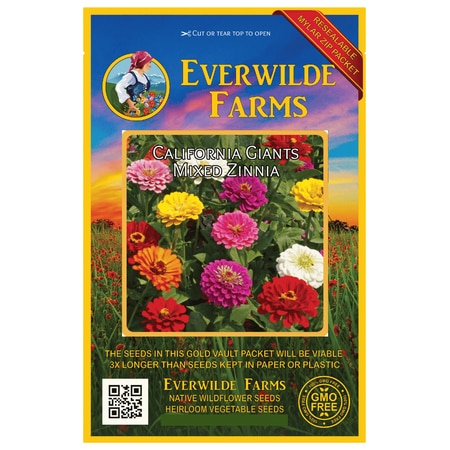 Everwilde Farms - 200 California Giants Mixed Zinnia Garden Flower Seeds - Gold Vault Jumbo Bulk Seed (Best Gardens In California)