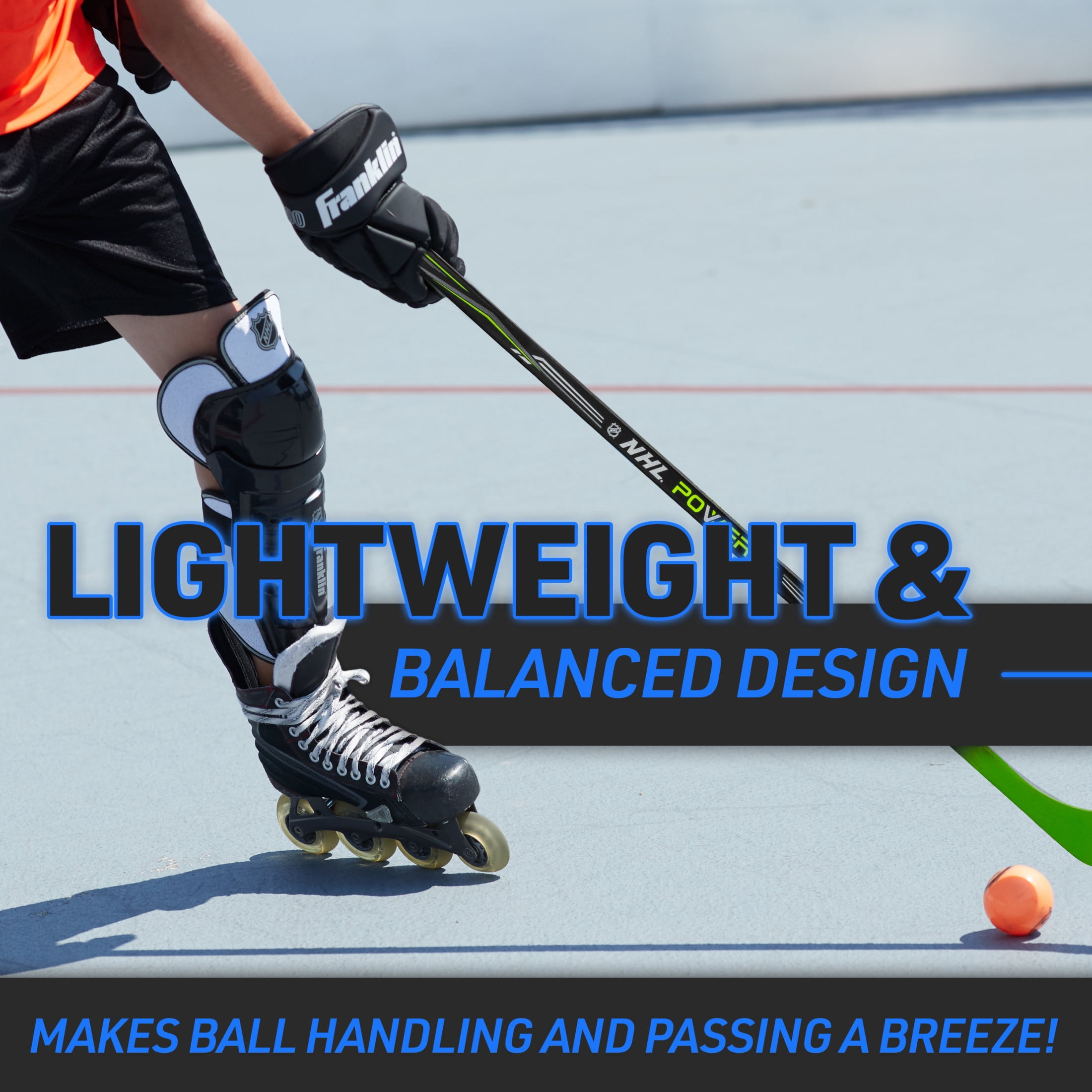 Franklin Sports Street Hockey Sticks - Power X Youth Street Hockey Stick - Wood and Fiberglass Shaft - ABS Blade - One Piece - 46" Right Handed