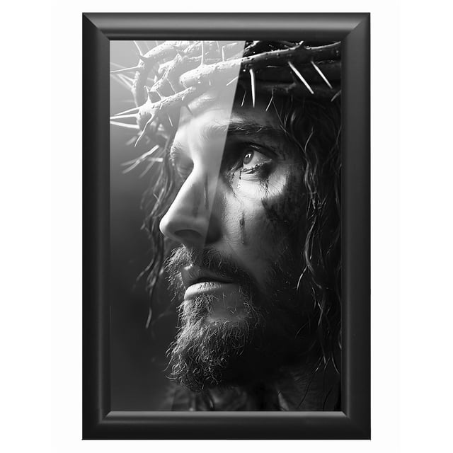 Cuadro Papel Metálico Textura Brillante Diseño Jesús 34x47 cm