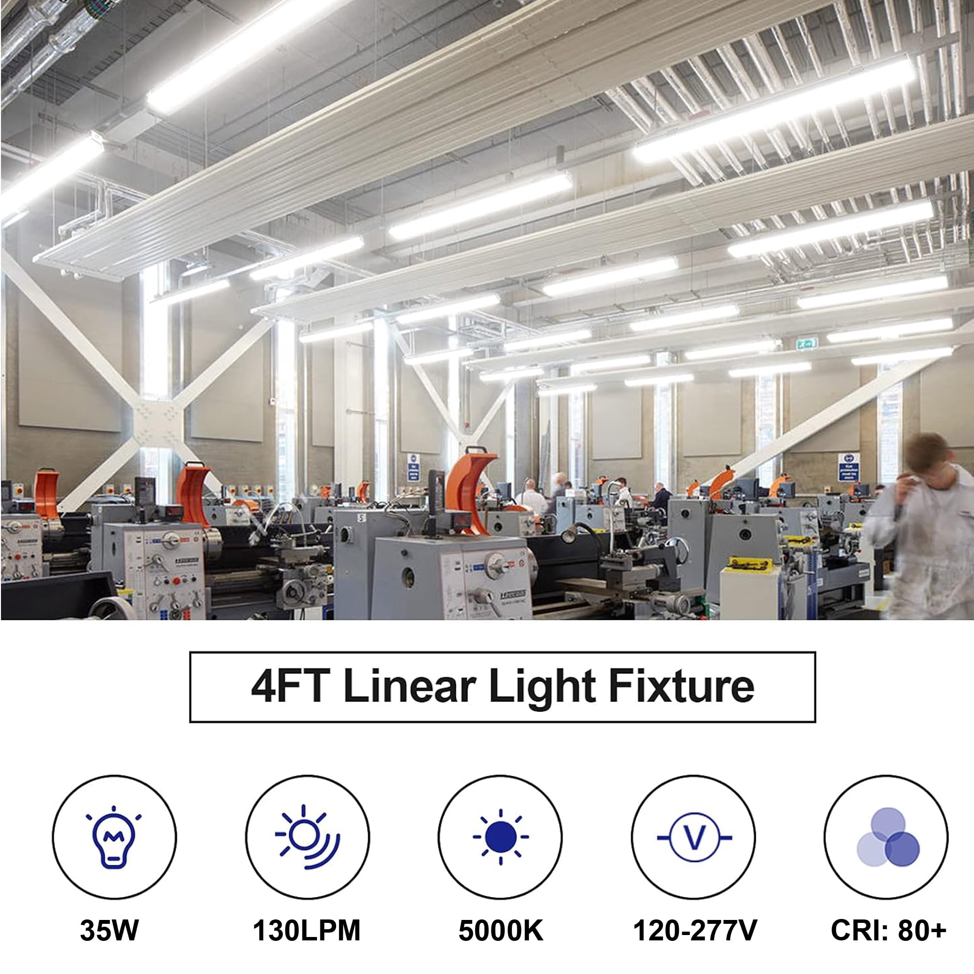 G1 4FT LED Linear Strip Light, 45W, 4000K Neutral White, 5850 Lumens, 130LM/W, 80+ CRI, UL Listed, DLC 5.1 Premium, Commercial LED Shop Light for Garage, Workshop, Office