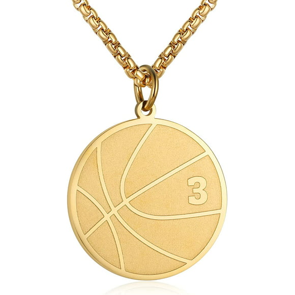 Gold Basketball Necklace Charm Number