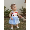 thumbnail image 3 of BemeyourBBs Kids Baby Girl 100 Days Back to School Dress Toddler Girls Pre Kindergarten Outfits Sleeveless Square Neck Apple Pencil Embroidery Casual A-Line Dress, 3 of 9