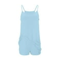 thumbnail image 4 of AWXNJUX Womens Jumpsuit Women's Solid Color Fashion Casual Double Pocket Shorts Jumpsuit (Sky Blue,M), 4 of 5