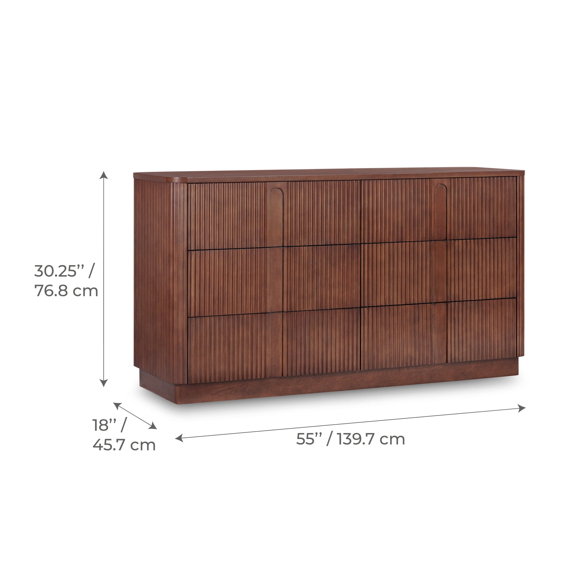 Teamson Home Potomac Modern Boho Solid Wood 6-Drawer Dresser with Deep Storage, Push-to-Open Design & Rounded Edges