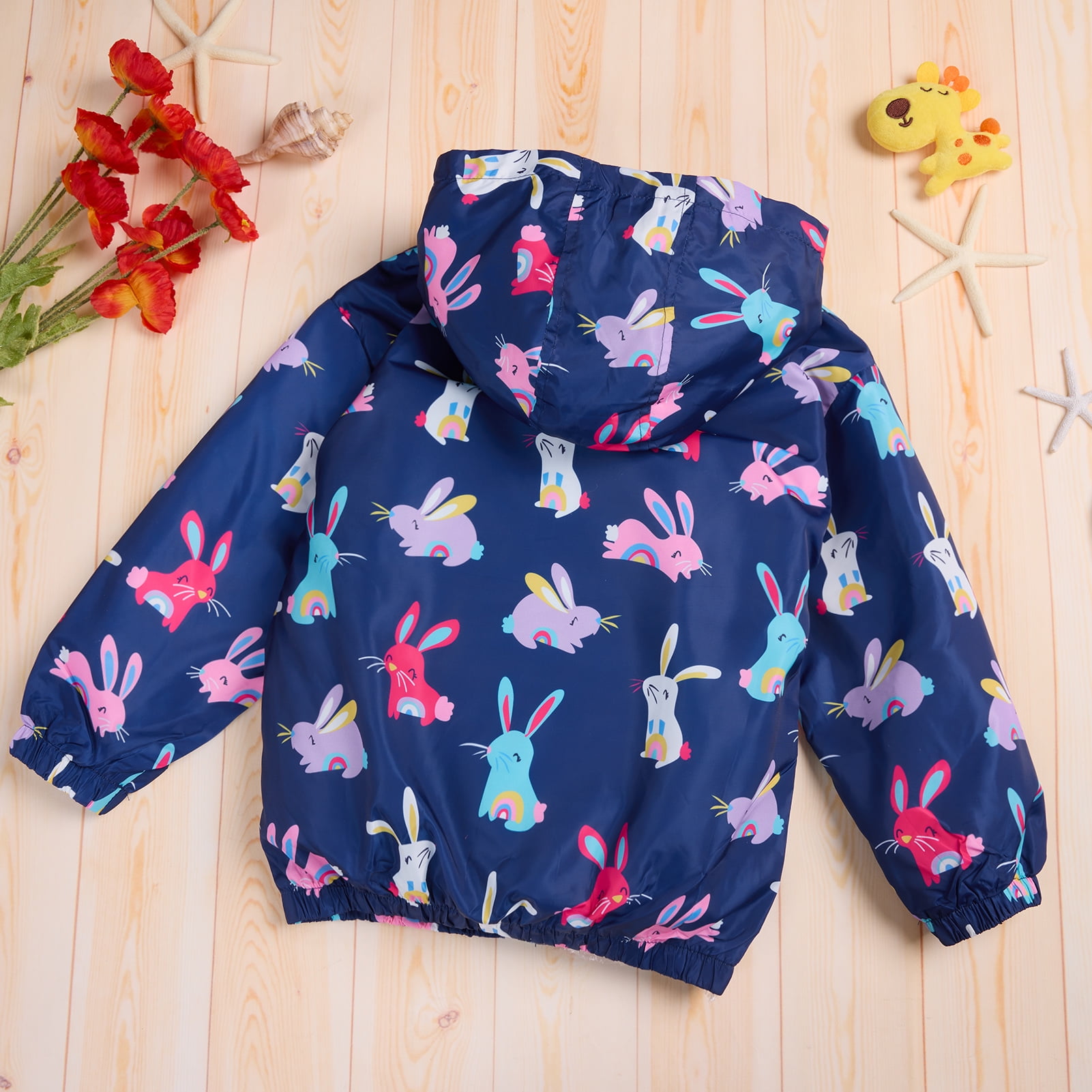 FYMNSI Toddler Girl Windbreaker Light Hooded Jacket Printed Zip Up Hoodie Spring Fall Rain Jackets Kids Clothes 2-3T