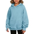 thumbnail image 3 of Abtuhar Fall Winter Hooded Sweatshirt Pullover for Girls Solid Long Sleeve Tops with Pockets Thumb Hole Style, 3 of 5