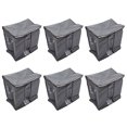 thumbnail image 2 of Bolsas de almacenamiento de ropa de tela no tejida, contenedores de almacenamiento de mantas grandes grises para edredones, mantas, ropa de cama, 6 uds., 2 of 10