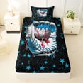 thumbnail image 3 of Castle Fairy Baseball Glove Print Twin Sheets 3pcs, Graffiti Stars Print Bedding, Black Blue White,1 Fitted Sheet, 1 Flat Sheet and 1 Pillowcase, 3 of 6