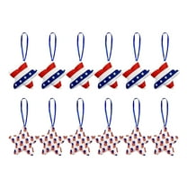 Moocorvic 12 Pcs 4th of July Ornaments Patriotic Star Felt Red Blue White Hanging Stars Independence Day Tree Decorations for Memorial Veteran Day Party Decor